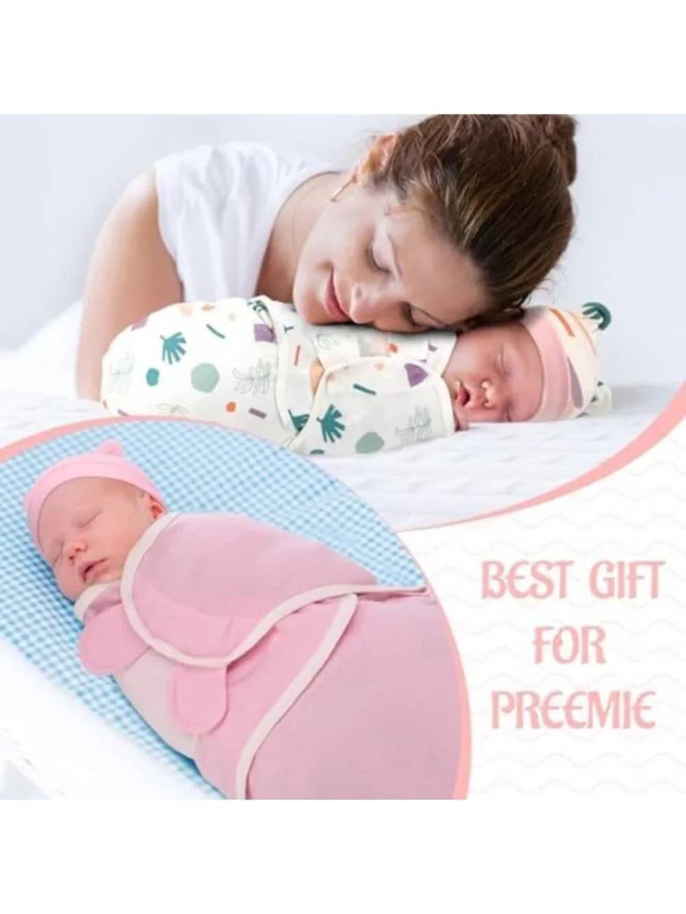 Cozy 4-Pack Swaddle Blankets with Matching Hats for Newborns & Infants